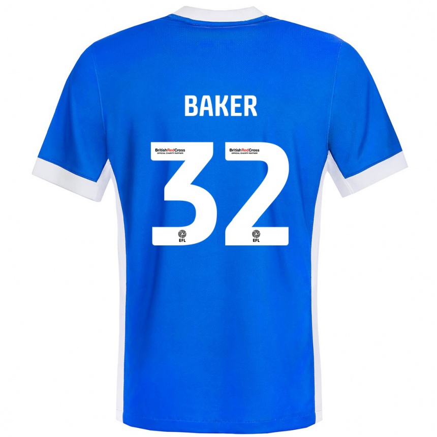 Kids Football Ava Baker #32 Blue White Home Jersey 2024/25 T-Shirt Za