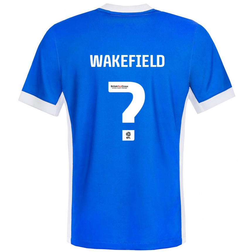 Kids Football Kieran Wakefield #0 Blue White Home Jersey 2024/25 T-Shirt Za