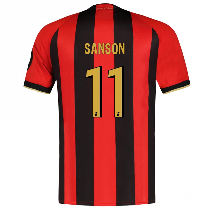 Kids Football Morgan Sanson #11 Red Black Home Jersey 2024/25 T-Shirt Za