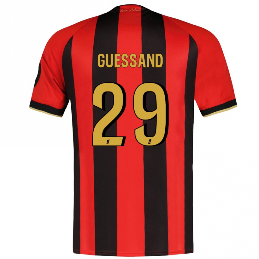 Kids Football Evann Guessand #29 Red Black Home Jersey 2024/25 T-Shirt Za