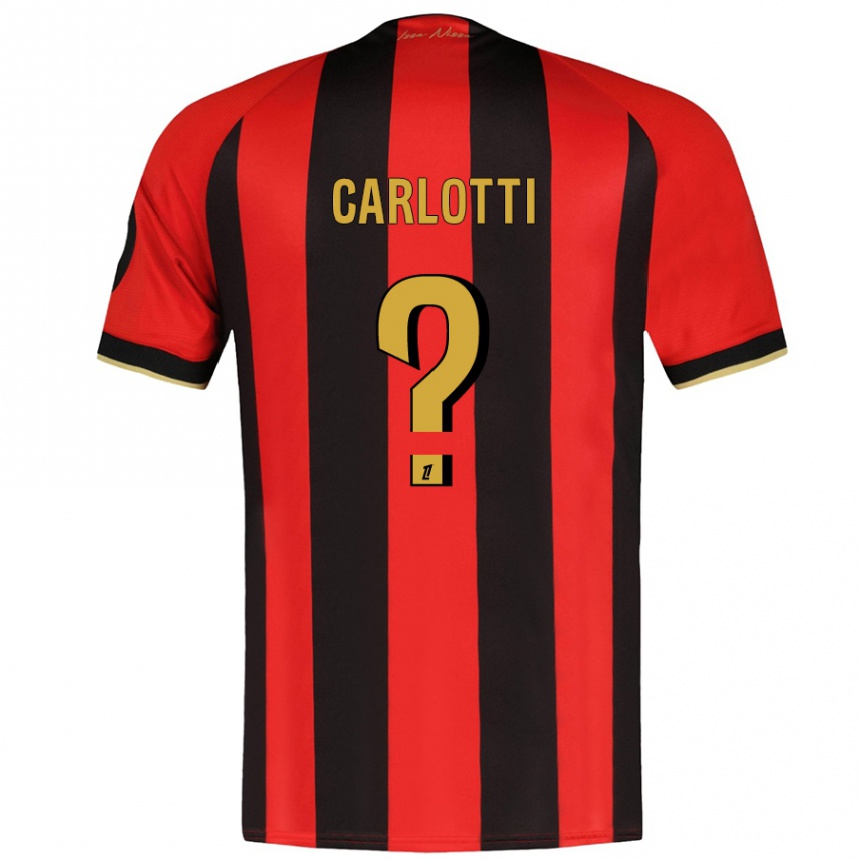 Kids Football Mathis Carlotti #0 Red Black Home Jersey 2024/25 T-Shirt Za