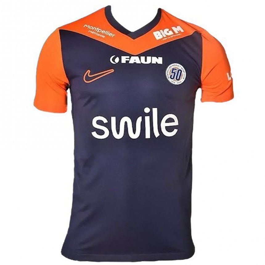 Kids Football Ali Mouandhu #0 Navy Blue Orange Home Jersey 2024/25 T-Shirt Za