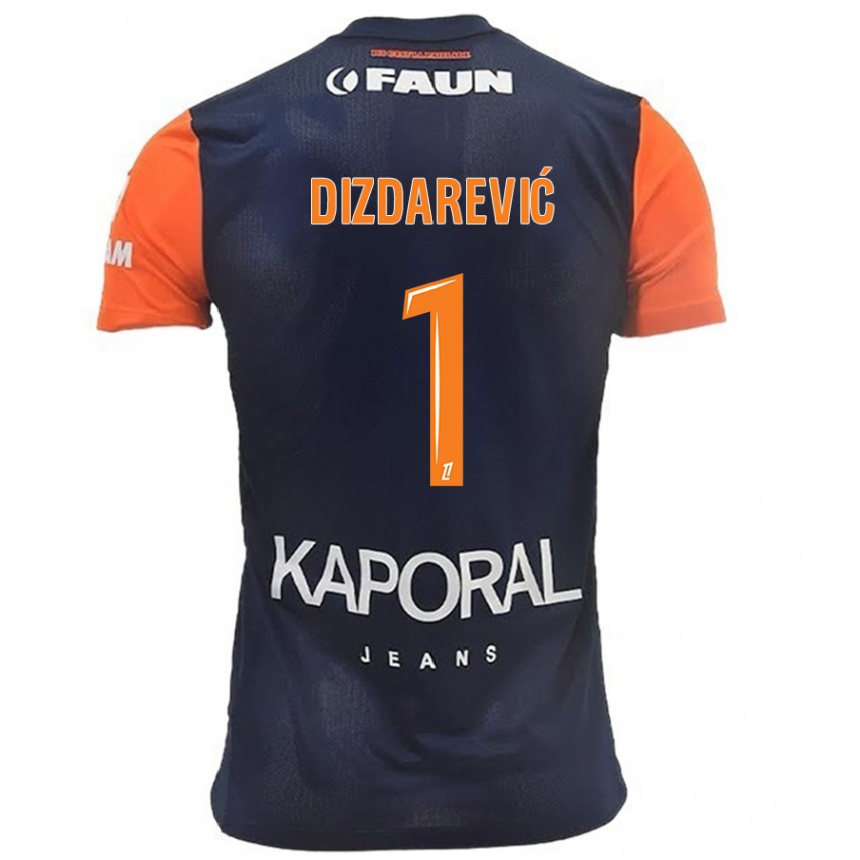 Kids Football Belmin Dizdarevic #1 Navy Blue Orange Home Jersey 2024/25 T-Shirt Za