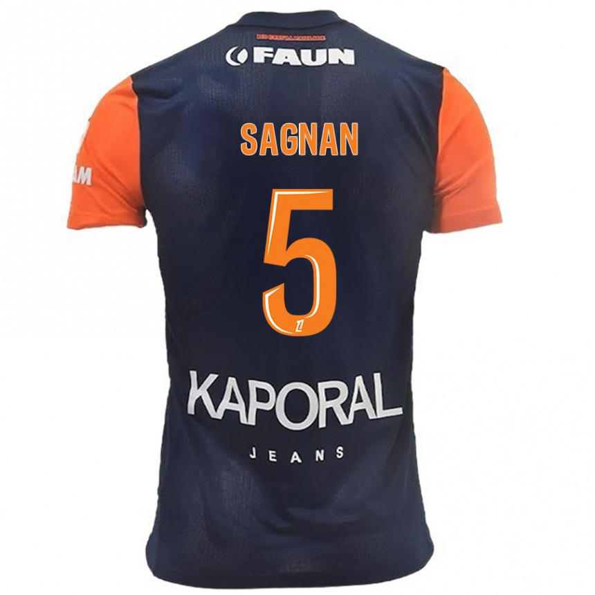 Kids Football Modibo Sagnan #5 Navy Blue Orange Home Jersey 2024/25 T-Shirt Za