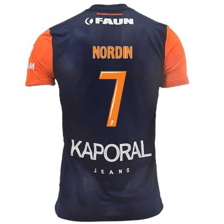 Kids Football Arnaud Nordin #7 Navy Blue Orange Home Jersey 2024/25 T-Shirt Za