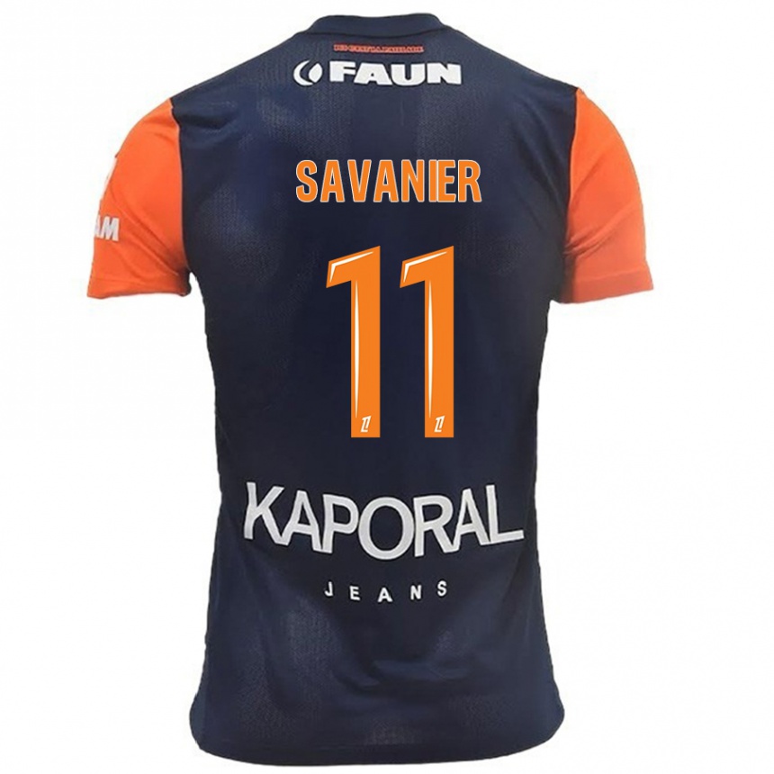 Kids Football Téji Savanier #11 Navy Blue Orange Home Jersey 2024/25 T-Shirt Za