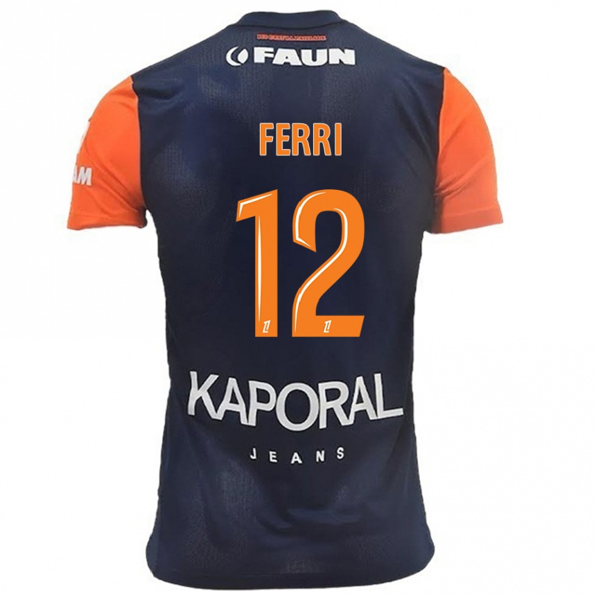 Kids Football Jordan Ferri #12 Navy Blue Orange Home Jersey 2024/25 T-Shirt Za