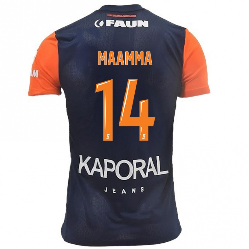 Kids Football Othmane Maamma #14 Navy Blue Orange Home Jersey 2024/25 T-Shirt Za