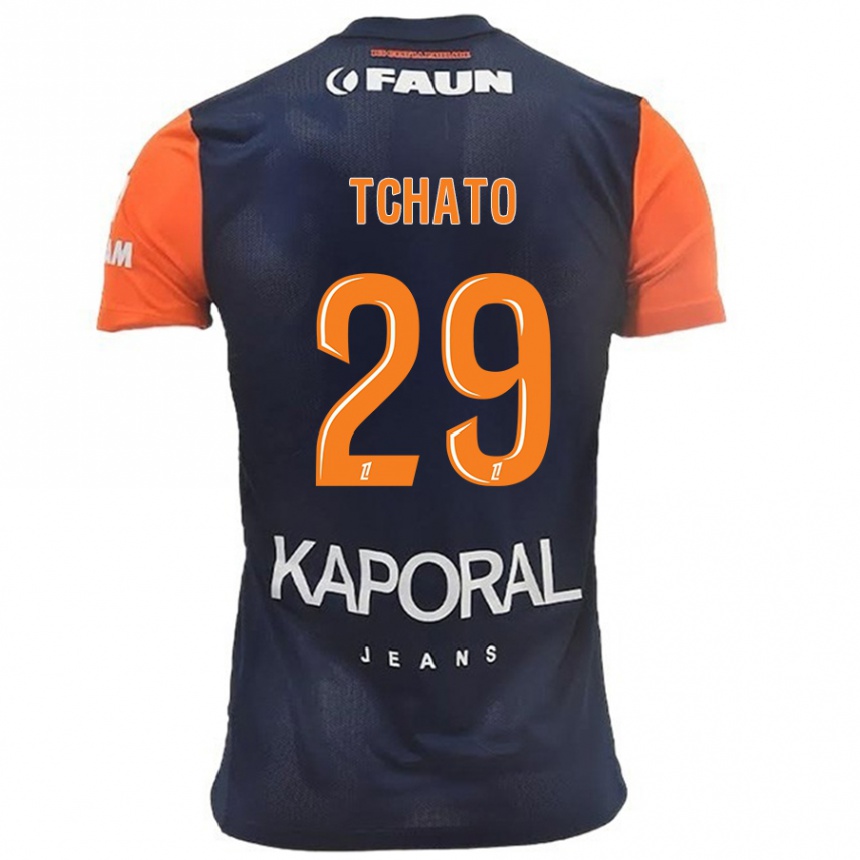 Kids Football Enzo Tchato #29 Navy Blue Orange Home Jersey 2024/25 T-Shirt Za