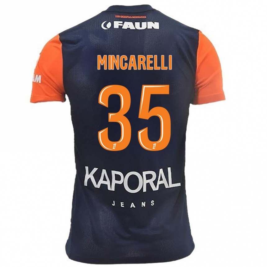 Kids Football Lucas Mincarelli #35 Navy Blue Orange Home Jersey 2024/25 T-Shirt Za