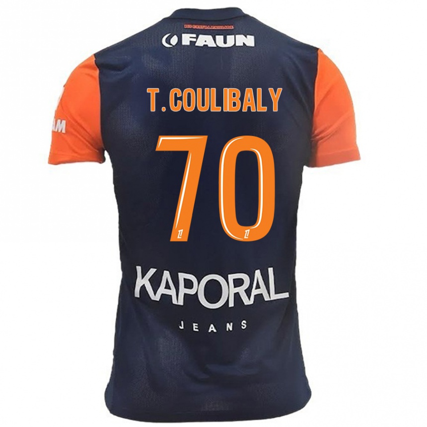 Kids Football Tanguy Coulibaly #70 Navy Blue Orange Home Jersey 2024/25 T-Shirt Za