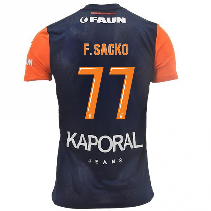 Kids Football Falaye Sacko #77 Navy Blue Orange Home Jersey 2024/25 T-Shirt Za