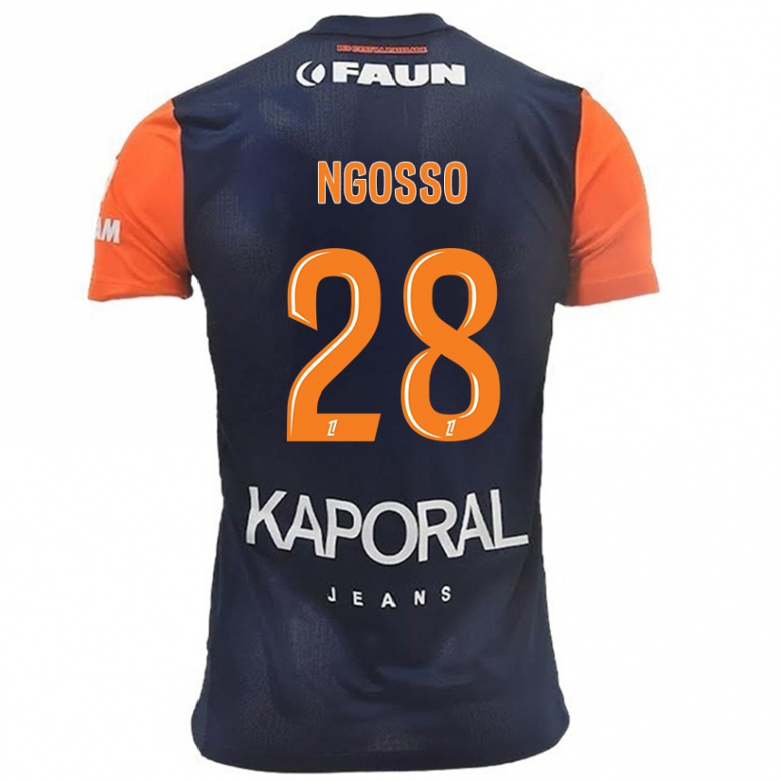 Kids Football Glenn Ngosso #28 Navy Blue Orange Home Jersey 2024/25 T-Shirt Za