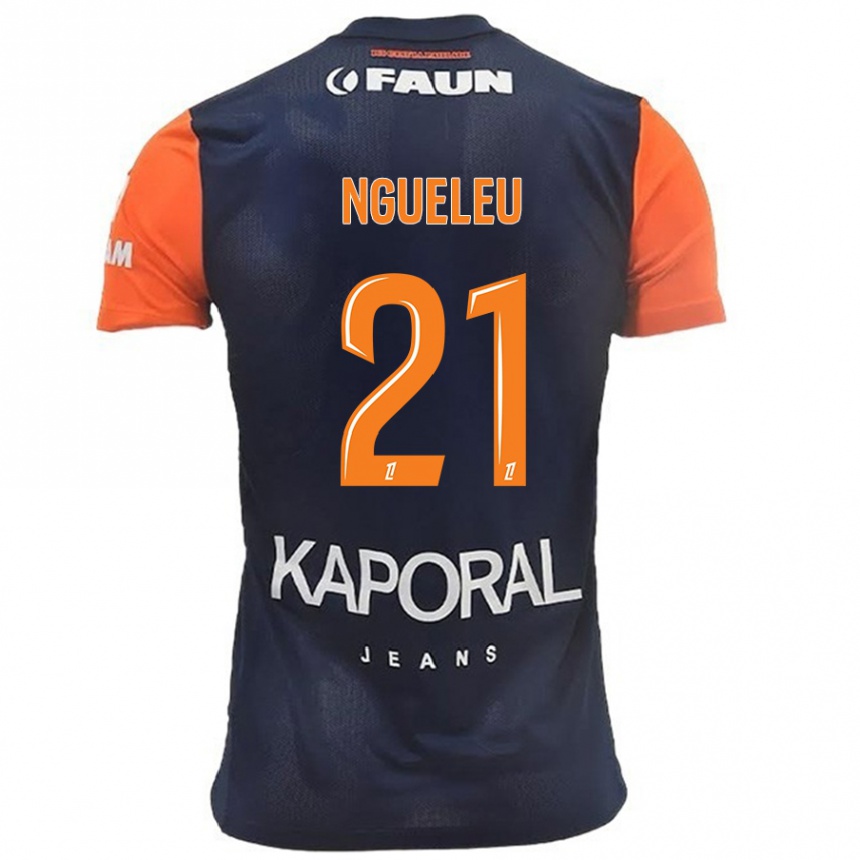 Kids Football Nina Ngueleu #21 Navy Blue Orange Home Jersey 2024/25 T-Shirt Za