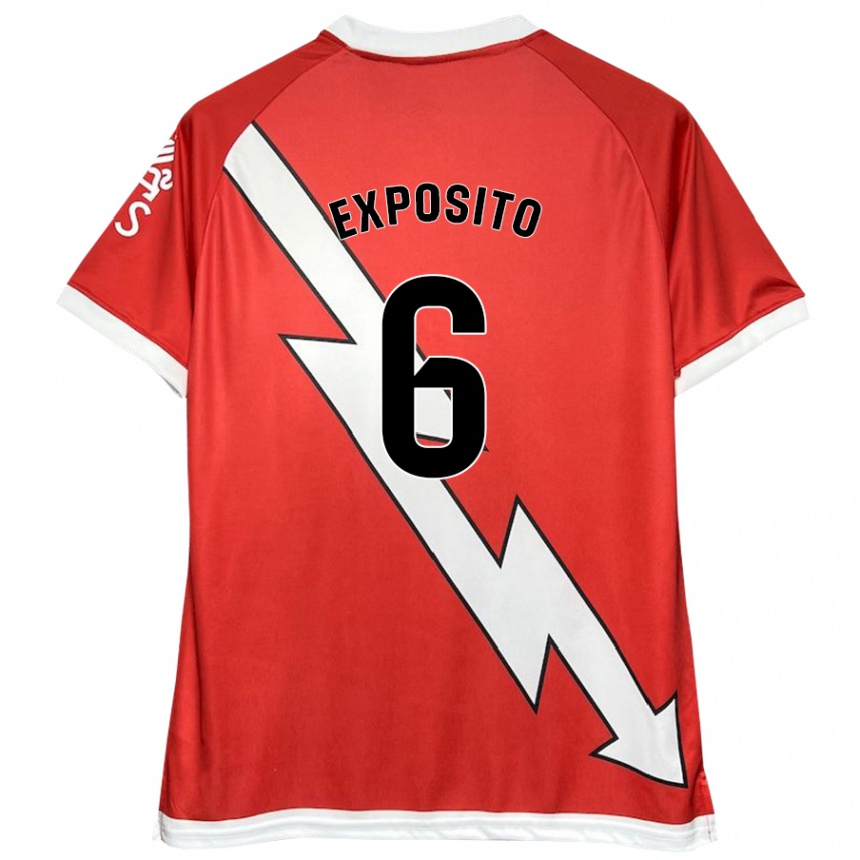 Kids Football Álvaro Expósito #6 White Red Home Jersey 2024/25 T-Shirt Za