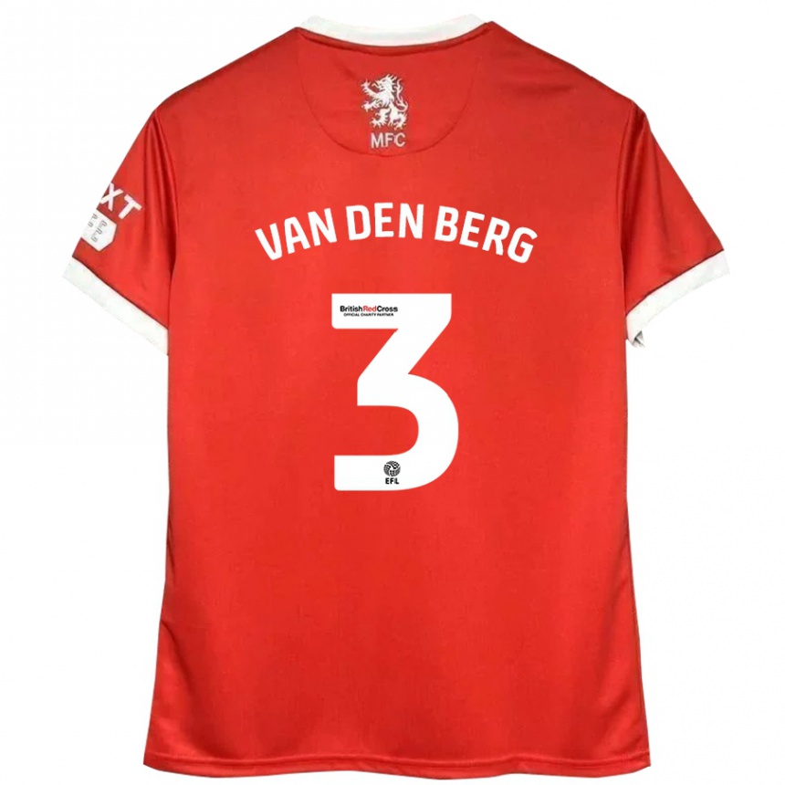 Kids Football Rav Van Den Berg #3 Red White Home Jersey 2024/25 T-Shirt Za