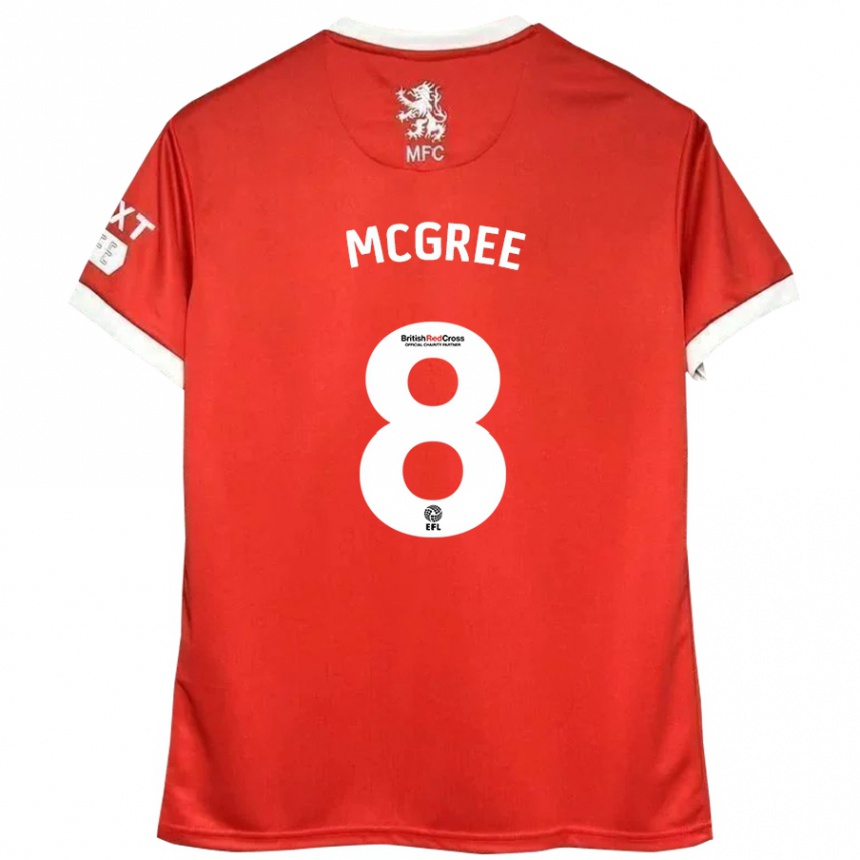 Kids Football Riley Mcgree #8 Red White Home Jersey 2024/25 T-Shirt Za