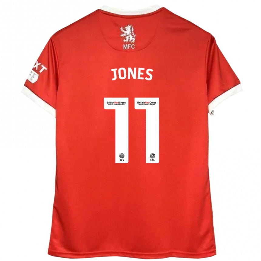 Kids Football Isaiah Jones #11 Red White Home Jersey 2024/25 T-Shirt Za