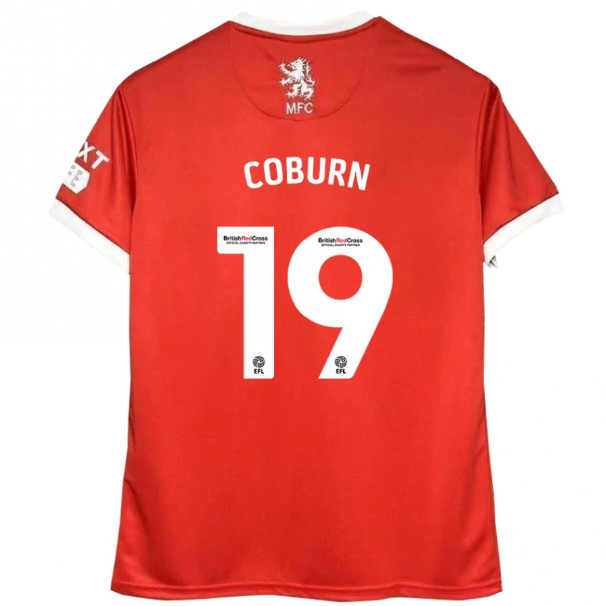 Kids Football Josh Coburn #19 Red White Home Jersey 2024/25 T-Shirt Za