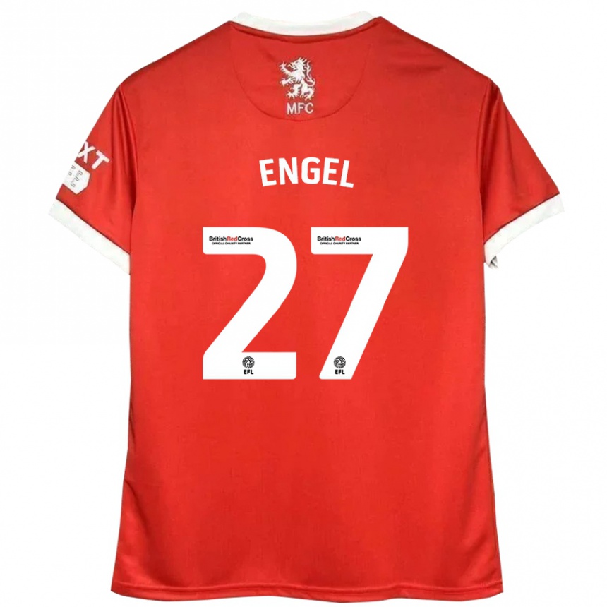 Kids Football Lukas Engel #27 Red White Home Jersey 2024/25 T-Shirt Za