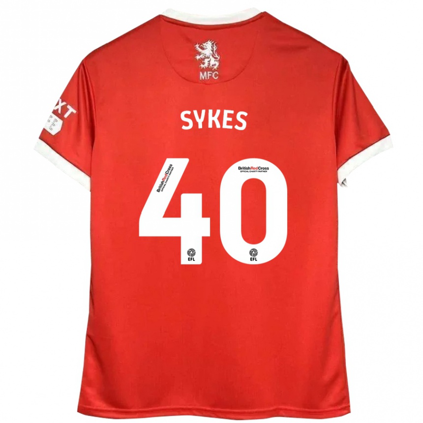 Kids Football Cain Sykes #40 Red White Home Jersey 2024/25 T-Shirt Za