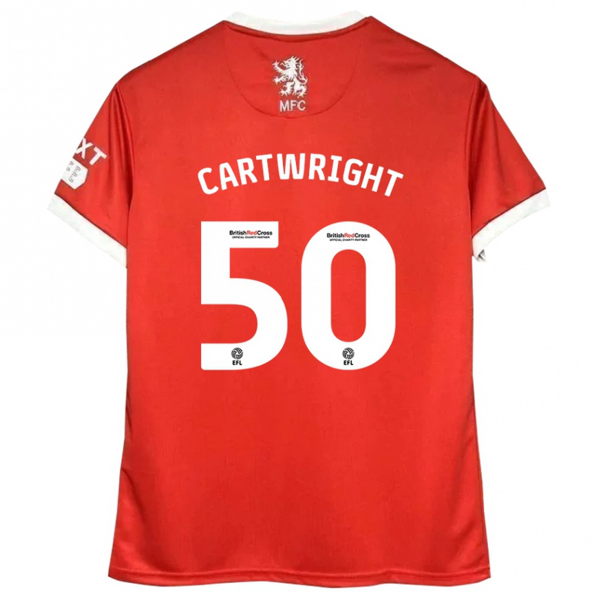 Kids Football Fin Cartwright #50 Red White Home Jersey 2024/25 T-Shirt Za