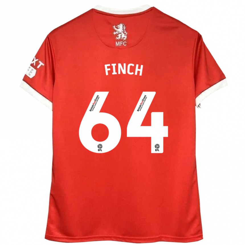 Kids Football Sonny Finch #64 Red White Home Jersey 2024/25 T-Shirt Za