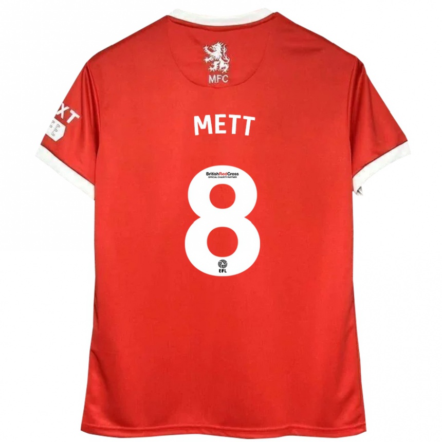 Kids Football Jessica Mett #8 Red White Home Jersey 2024/25 T-Shirt Za