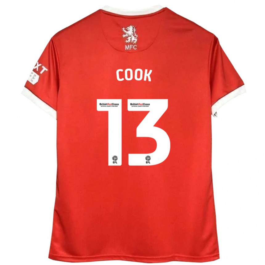 Kids Football Ruby Cook #13 Red White Home Jersey 2024/25 T-Shirt Za