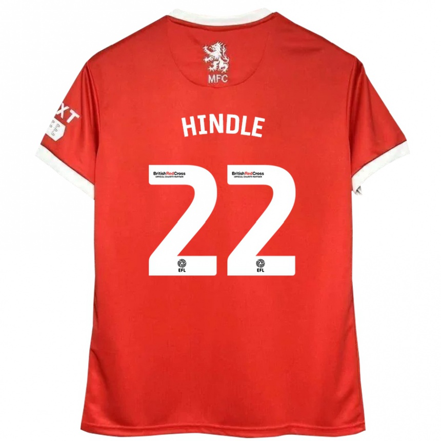 Kids Football Rachel Hindle #22 Red White Home Jersey 2024/25 T-Shirt Za