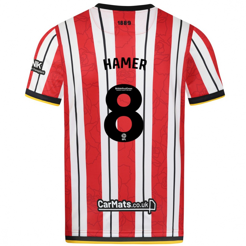 Kids Football Gustavo Hamer #8 Red White Stripes Home Jersey 2024/25 T-Shirt Za