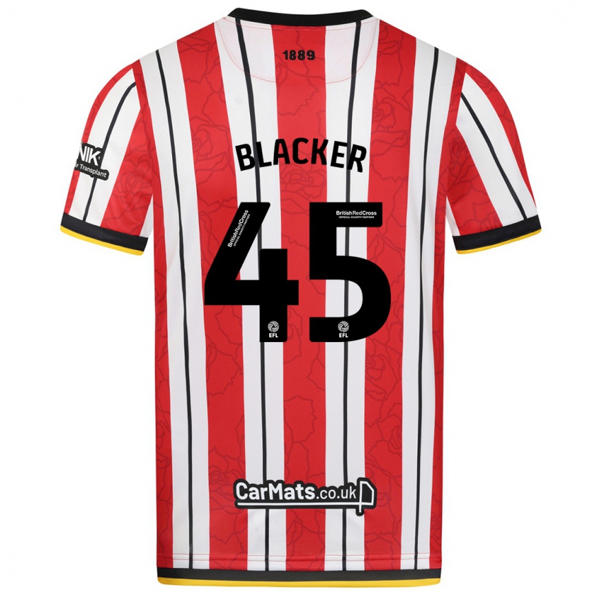 Kids Football Billy Blacker #45 Red White Stripes Home Jersey 2024/25 T-Shirt Za