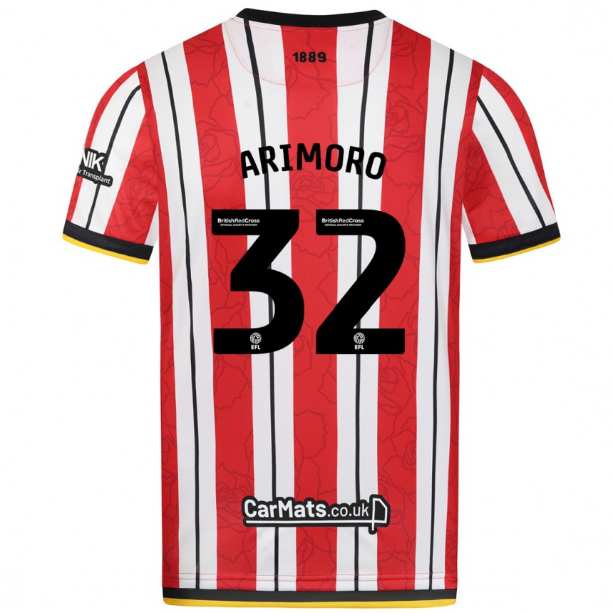 Kids Football Juliet Khinde Adebowale-Arimoro #32 Red White Stripes Home Jersey 2024/25 T-Shirt Za