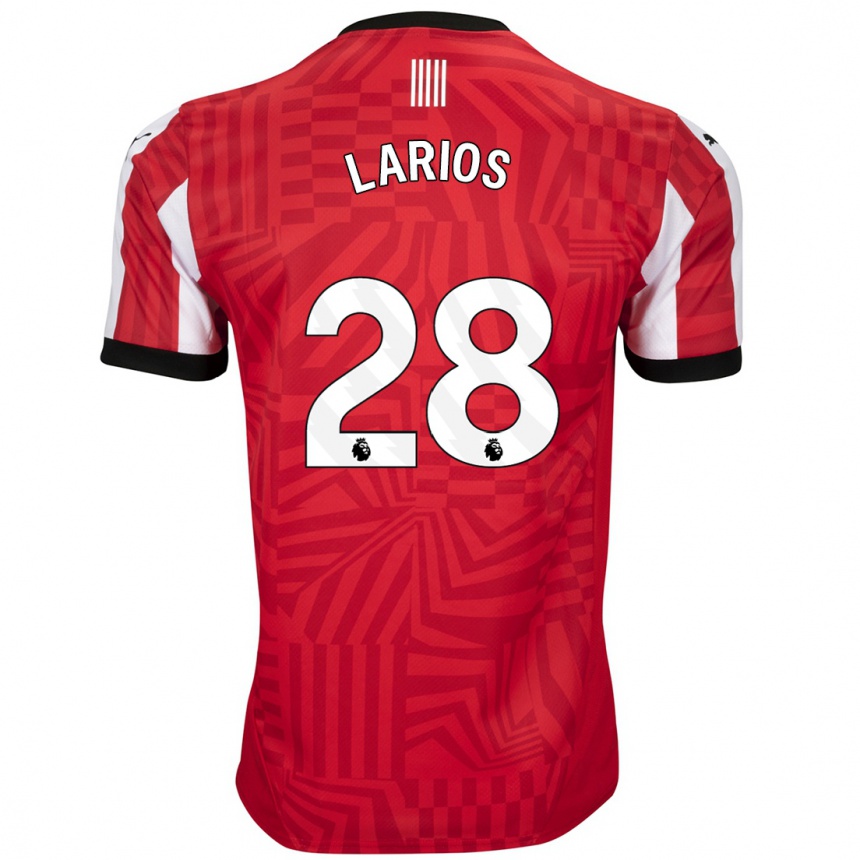 Kids Football Juan Larios #28 Red White Home Jersey 2024/25 T-Shirt Za