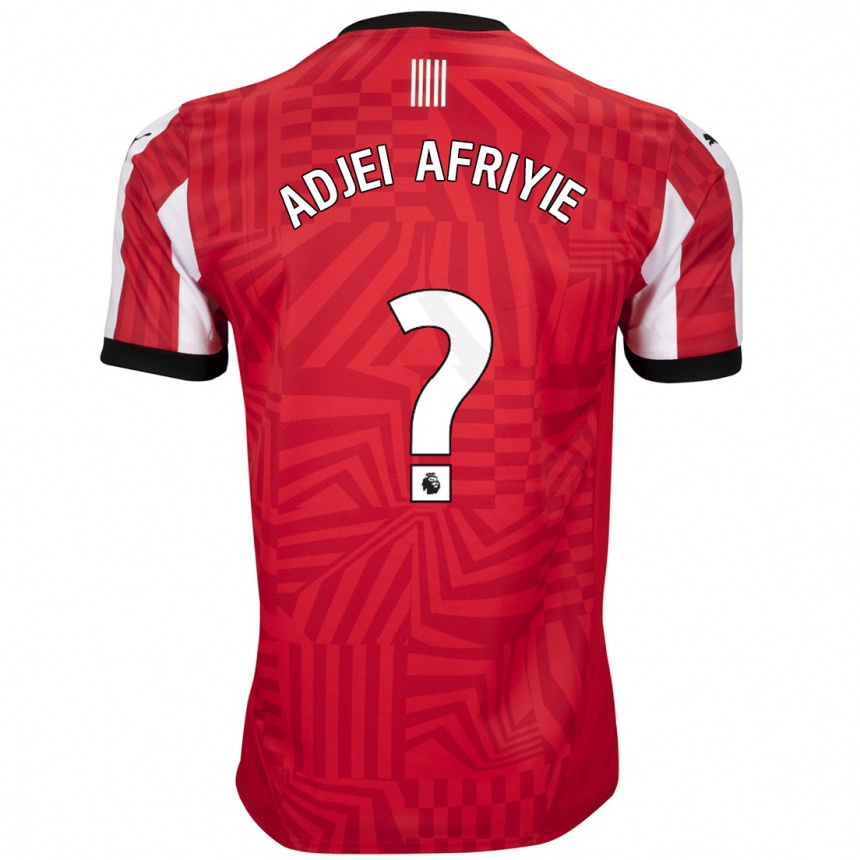 Kids Football Hansel Adjei-Afriyie #0 Red White Home Jersey 2024/25 T-Shirt Za