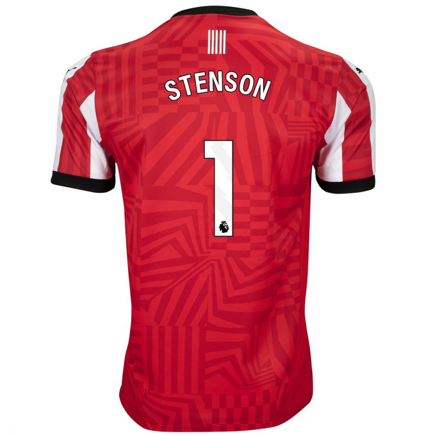 Kids Football Fran Stenson #1 Red White Home Jersey 2024/25 T-Shirt Za