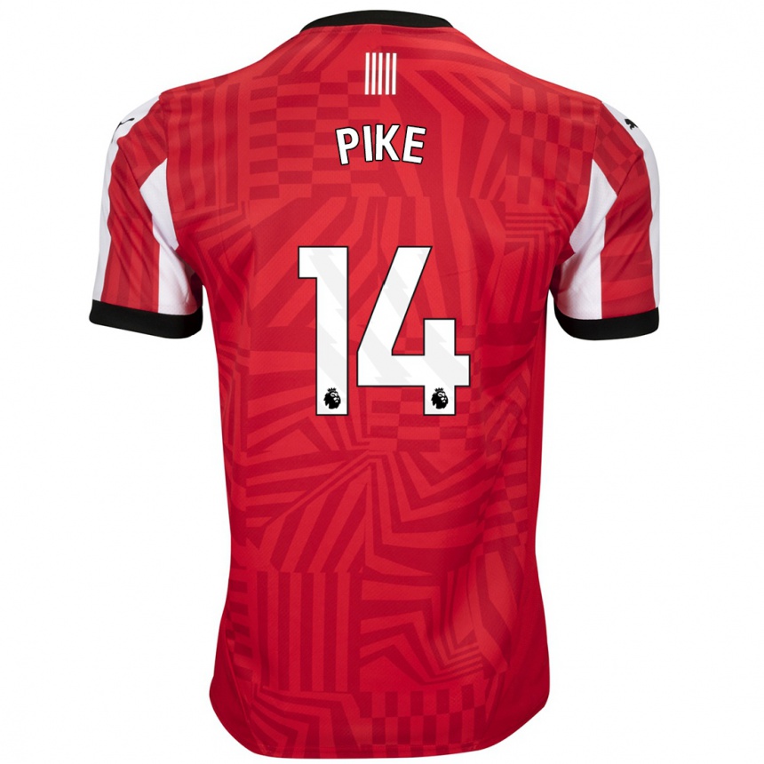 Kids Football Molly Pike #14 Red White Home Jersey 2024/25 T-Shirt Za