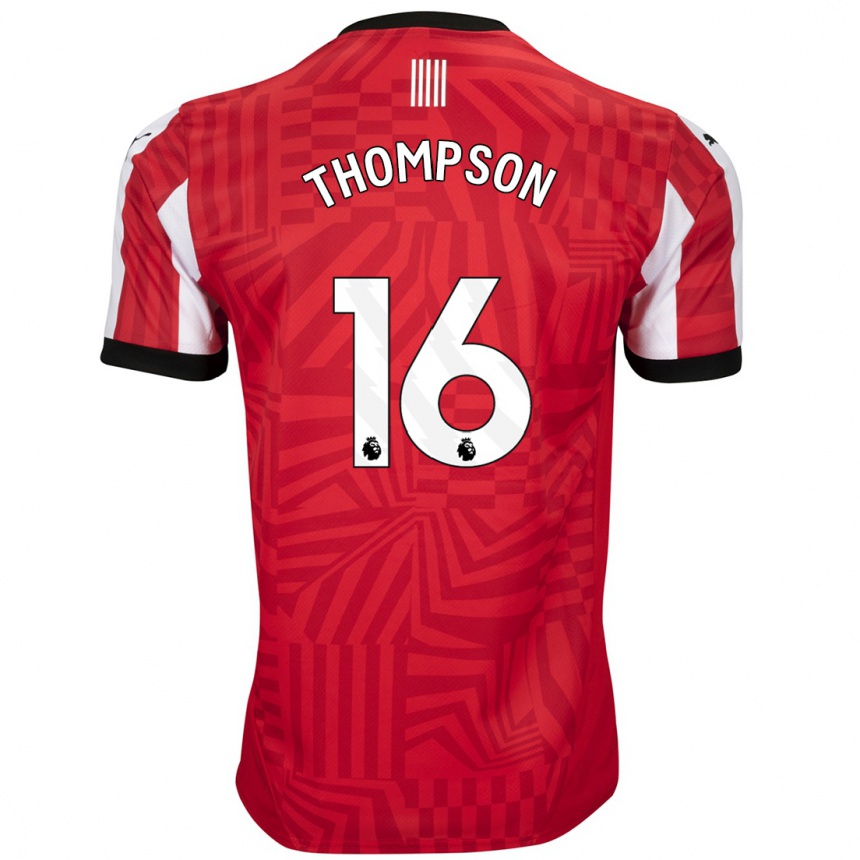 Kids Football Emma Thompson #16 Red White Home Jersey 2024/25 T-Shirt Za