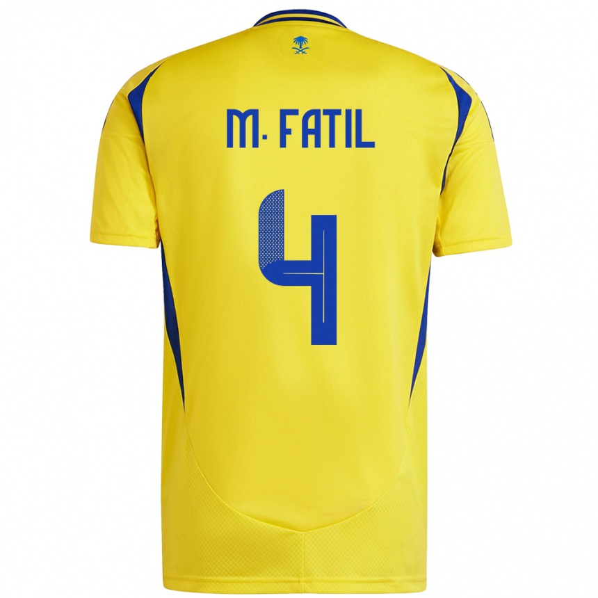 Kids Football Mohammed Al-Fatil #4 Yellow Blue Home Jersey 2024/25 T-Shirt Za