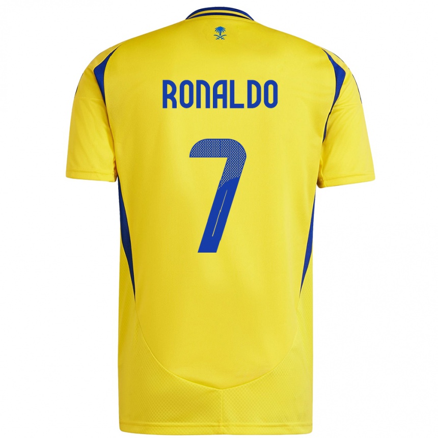 Kids Football Cristiano Ronaldo #7 Yellow Blue Home Jersey 2024/25 T-Shirt Za