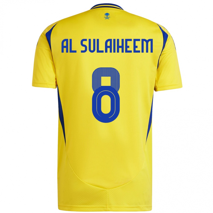 Kids Football Abdulmajeed Al-Sulaiheem #8 Yellow Blue Home Jersey 2024/25 T-Shirt Za