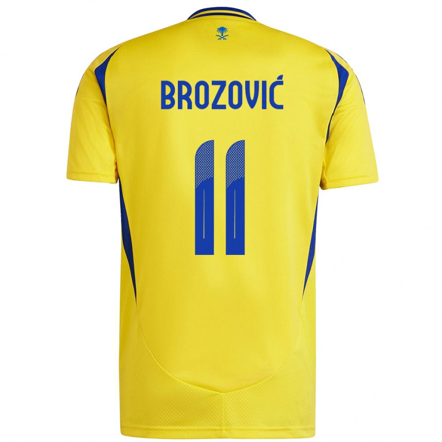 Kids Football Marcelo Brozovic #11 Yellow Blue Home Jersey 2024/25 T-Shirt Za