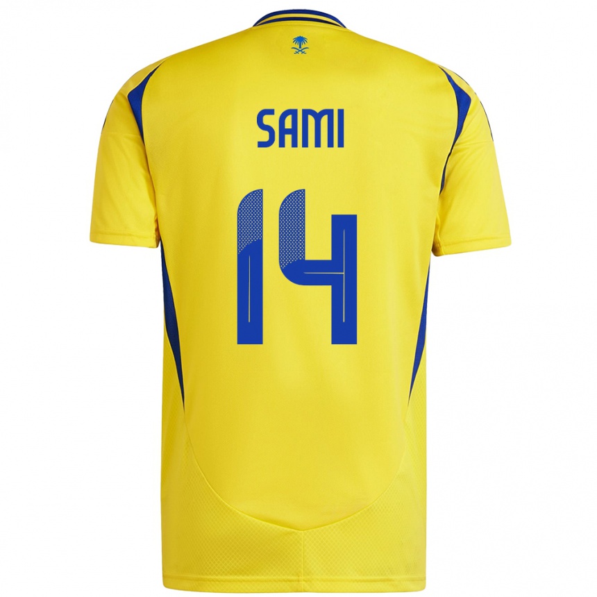 Kids Football Sami Al-Najei #14 Yellow Blue Home Jersey 2024/25 T-Shirt Za