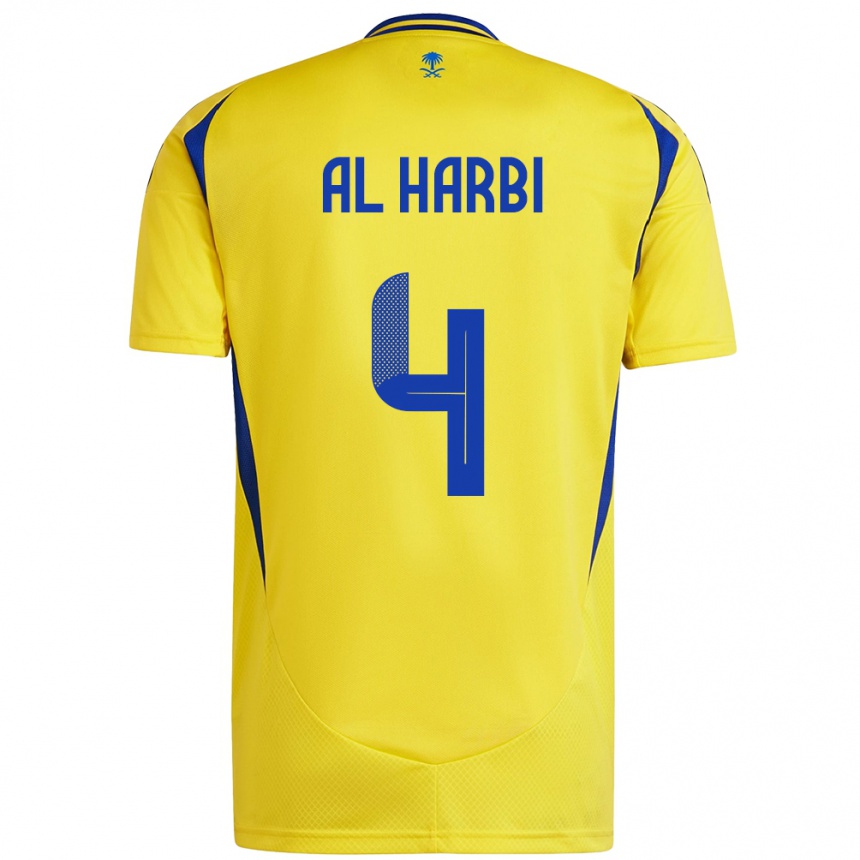 Kids Football Fay Al-Harbi #4 Yellow Blue Home Jersey 2024/25 T-Shirt Za