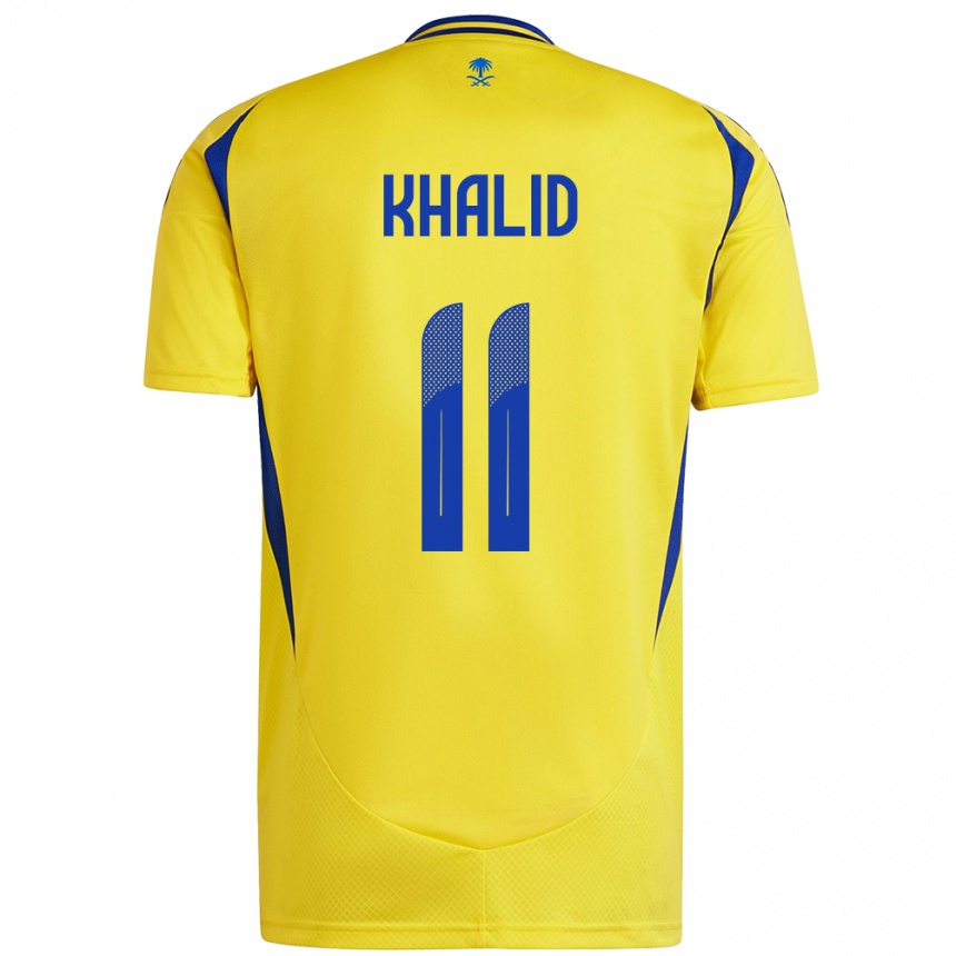 Kids Football Khalid Al-Ghannam #11 Yellow Blue Home Jersey 2024/25 T-Shirt Za