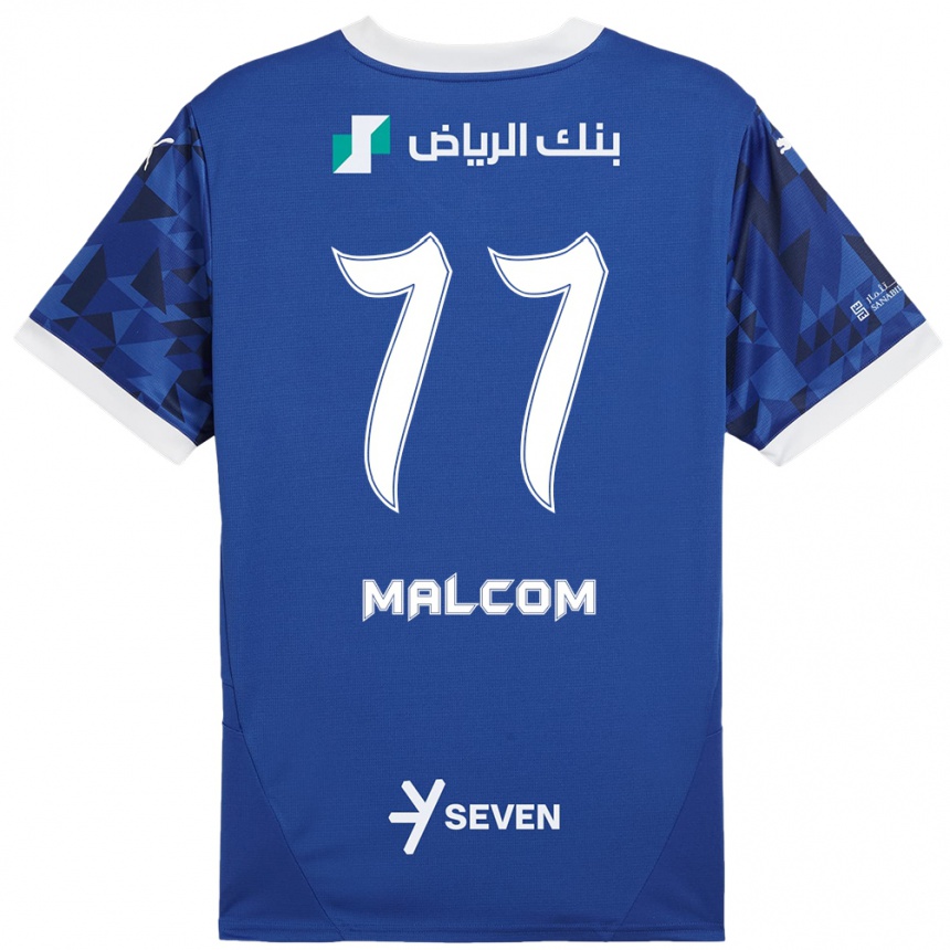 Kids Football Malcom #77 Dark Blue White Home Jersey 2024/25 T-Shirt Za