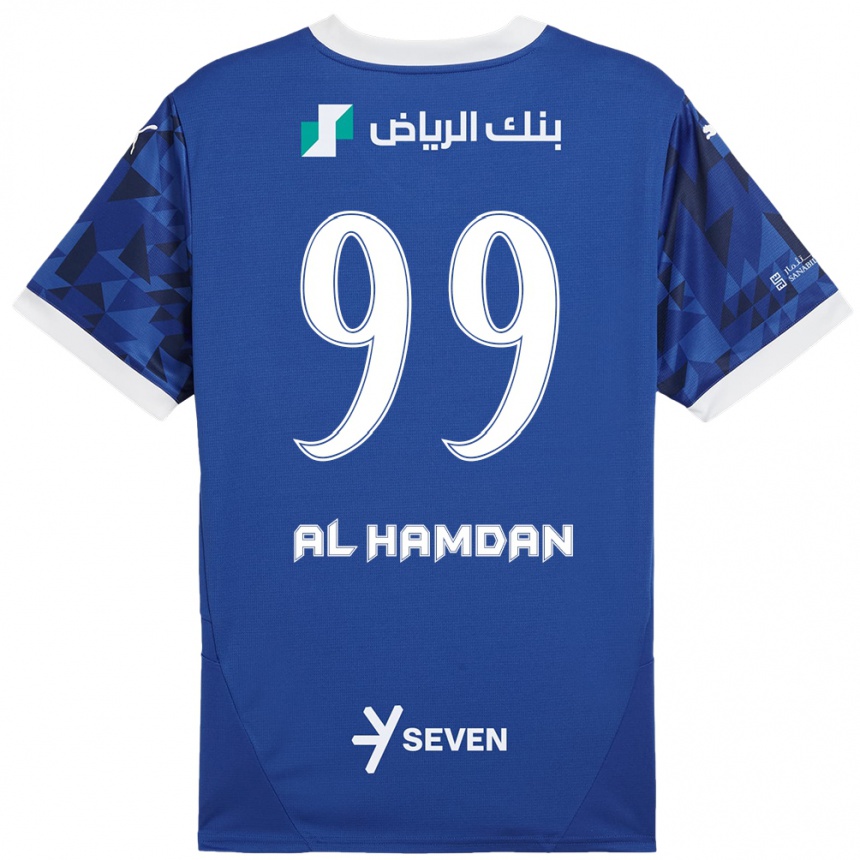 Kids Football Abdullah Al-Hamdan #99 Dark Blue White Home Jersey 2024/25 T-Shirt Za