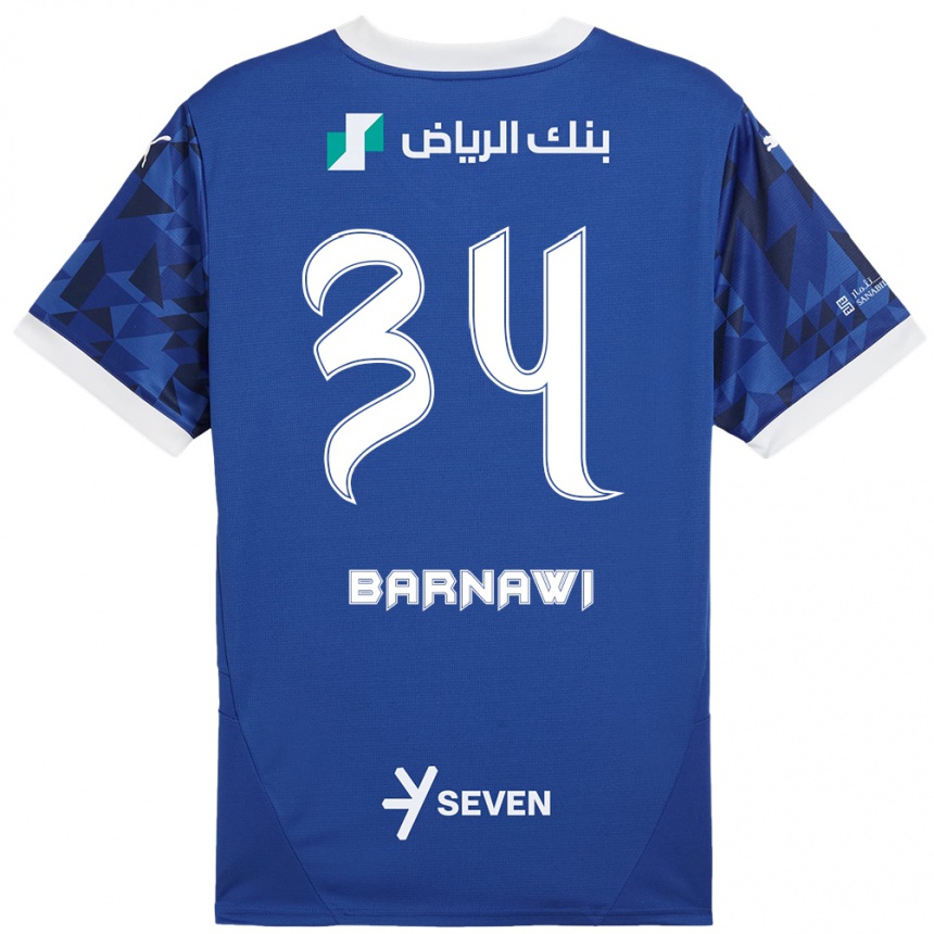 Kids Football Saleh Barnawi #34 Dark Blue White Home Jersey 2024/25 T-Shirt Za