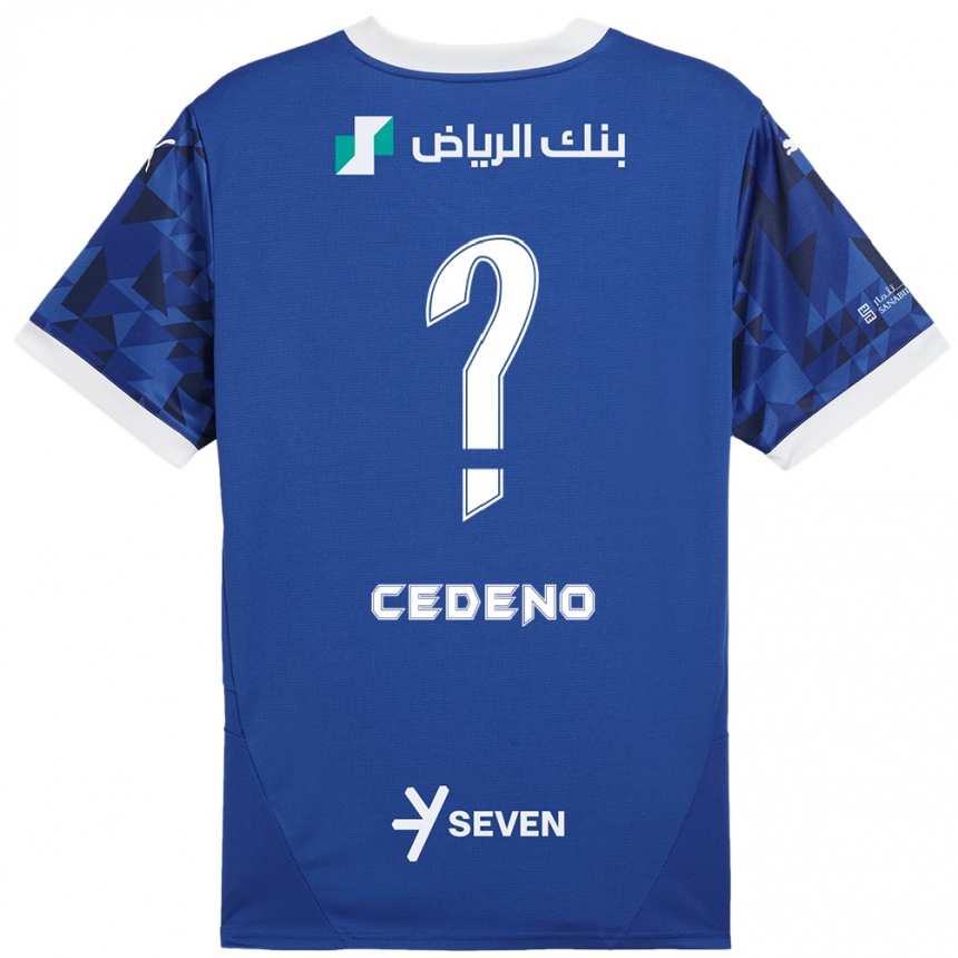 Kids Football Lineth Cedeño #0 Dark Blue White Home Jersey 2024/25 T-Shirt Za