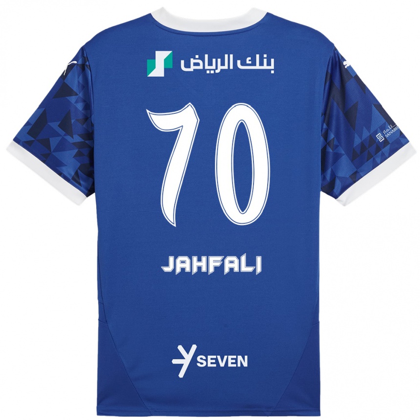 Kids Football Mohammed Jahfali #70 Dark Blue White Home Jersey 2024/25 T-Shirt Za